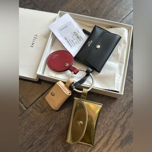 Céline Celine Phoebe Leather Multi Key Ring Charm Black Pink Red Multiple colors